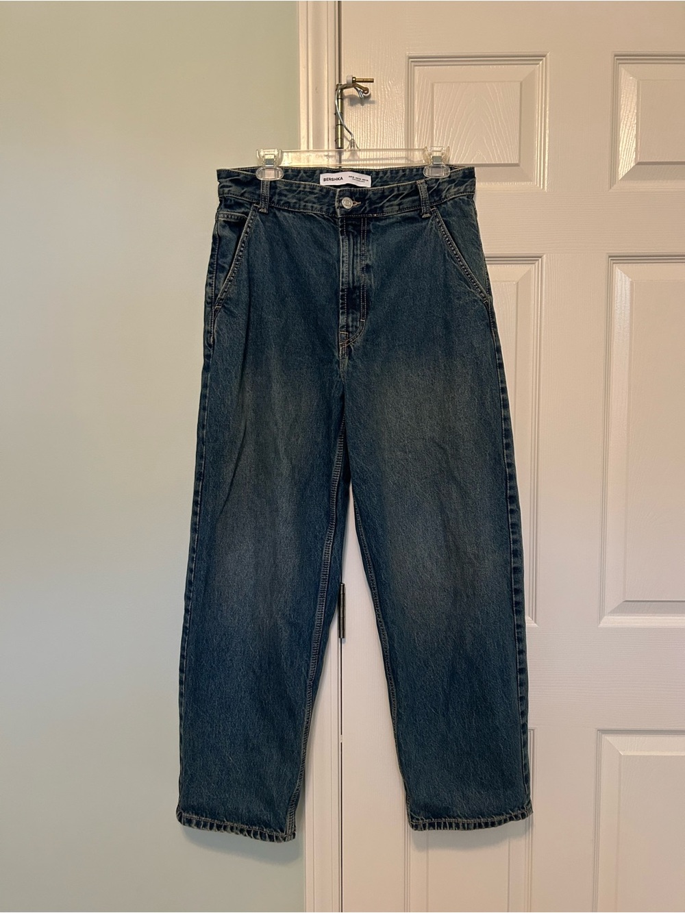 Bershka Blue Denim Wide Leg Skater Jeans